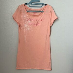 Cute tee-shirt dress in peach color